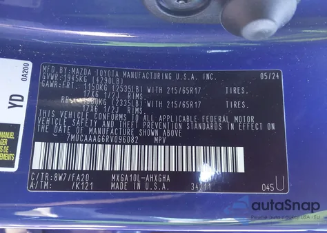 2024 Toyota Corolla Cross Le from USA, damaged, VIN 7MUCAAAG6RV096082